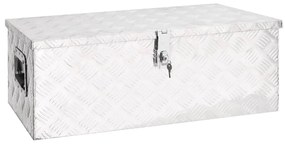 vidaXL Cutie de depozitare, argintiu, 80x39x30 cm, aluminiu