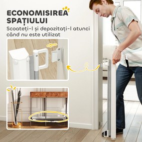 PawHut Poartă Extensibilă pentru Câini până la 115 cm, Alb și Gri | Aosom Romania