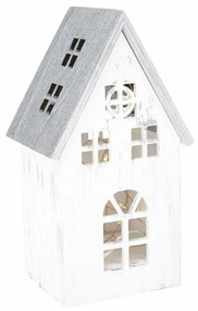 Decorațiune de Crăciun din lemn  cu LED Light house vintage alb, 11,7 x 21,2 x 9,7 cm