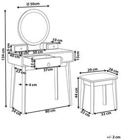 Masă de toaletă Fedro (gri) (cu iluminat LED). 1075089