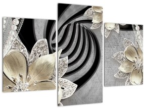 Tablou - 3D Flori aurii (90x60 cm)