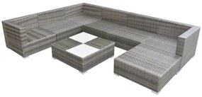 42738 vidaXL Set mobilier de grădină cu perne, 8 piese, gri, poliratan