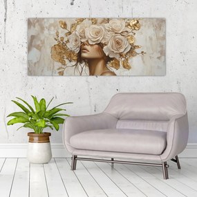 Tablou - Fată cu Trandafiri (120x50 cm)