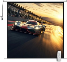 HOMCOM Ecran Proiecție de 120 inch cu Telecomandă, Suprafață de Proiecție din Plastic și Metal, 236,5x8x236,5 cm, Alb | Aosom Romania