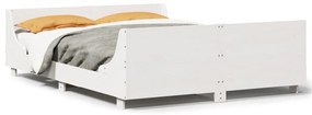 850786 vidaXL Cadru de pat cu tăblie, alb, 120x190 cm, lemn masiv pin