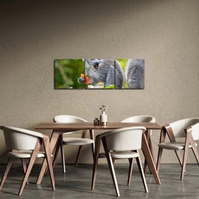 Tablou cu lemur (cu ceas) (90x30 cm)