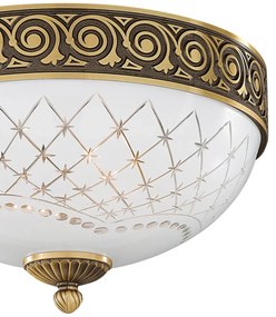 Plafoniera clasic design italian din alama, sticla 7002 RA-PL. 7002/2