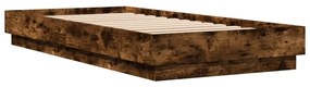 839606 vidaXL Cadru de pat, stejar fumuriu, 90x200 cm, lemn prelucrat