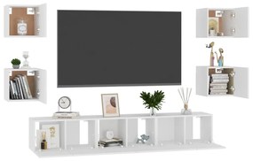 Set dulapuri TV, 7 piese, alb, PAL Alb, 60 x 30 x 30 cm (3 pcs), 1