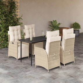 vidaXL Set mobilier de grădină cu perne, 5 piese, bej, poliratan