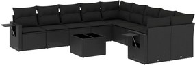 vidaXL Set canapele de grădină cu perne, 11 piese, negru, poliratan