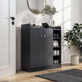 HOMCOM Dulap pentru Pantofi, Organizator Încălțăminte cu Design Compact, 83x30x90 cm, Negru | Aosom Romania