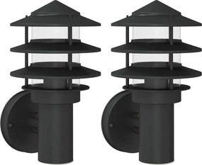 vidaXL Corpuri de iluminat exterior de perete 2 buc argintiu oțel inox