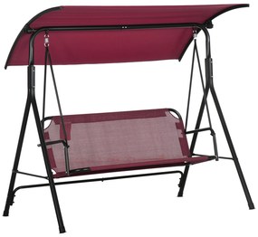Outsunny Balansoar de Grădină cu 3 Locuri, Copertină Parasolar Reglabilă și Șezut Respirabil, 172x110x153 cm, Roșu Vin | Aosom Romania