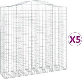 vidaXL Coșuri gabion arcuite, 5 buc 200x50x200/220 cm, fier galvanizat