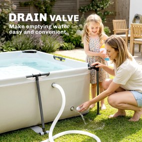 Outsunny Piscină Tubulară Dreptunghiulară cu Pompă de Filtrare 3701L din PVC cu 3 Straturi 316x238x66,5cm Gri | Aosom Romania