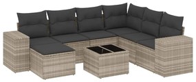 3255249 vidaXL Set mobilier de grădină cu perne, 8 piese gri deschis poliratan