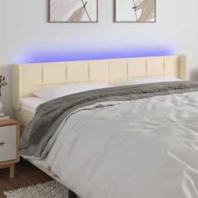 3123255 vidaXL Tăblie de pat cu LED, crem, 183x16x78/88 cm, textil