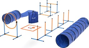 PawHut Set Agility pentru câini, 11 piese, echipament Agility pentru câini cu 2 tuneluri, înălțime reglabilă, cerc de sărit și obstacole, stâlpi slalom | Aosom Romania