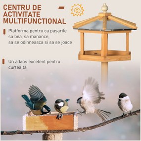 PawHut Alimentator pentru Pasari cu suport din lemn de pin 113x85x40cm