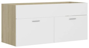 Set mobilier de baie, alb si stejar Sonoma, PAL alb si stejar sonoma, 100 x 38.5 x 46 cm, 1