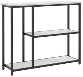 HOMCOM Consola in design industrial, 2 rafturi, aspect de marmura, Negru + Alb | Aosom Romania