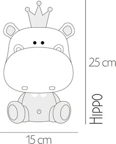 ONLI - Lampă de veghe LED reglabilă PUPPIES LED/3W/230V 25 cm hipopotam/gri