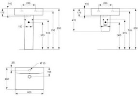 Lavoar suspendat Ideal Standard Connect Cube 60cm