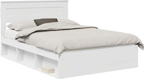 vidaXL Cadru de pat cu headboard Alb 140 x 200 cm Lemn de pin masiv