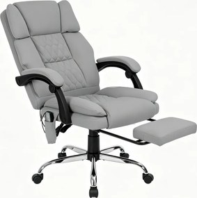 PRESTIGE FABRIC OC-514 PRO – Scaun Directorial Tapițerie Premium Dublu Strat Anti-Zgâriere, Masaj în 7 Puncte, Mecanism Multifuncțional, Suport Picioare, Bază Cromată, Gri