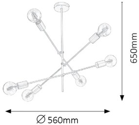 Lustra moderna cu 6 surse de lumina Lanny 2104 RX