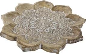 Tavă decorativă Indian mandala decape natural din lemn de mango cu structură din lemn, "Anvaya"