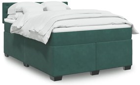 vidaXL Pat box spring cu saltea, verde închis, 160x200 cm, catifea
