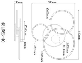 Globo 48466B-40-LED Plafonieră LED INVERTINA reglabilă, 40W/230V, 2700-6500K, 70 x 80,7 cm + telecomandă