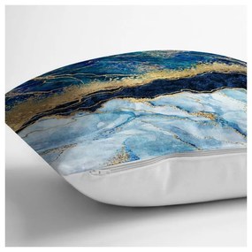 Față de pernă Minimalist Cushion Covers Marble With Blue, 45 x 45 cm