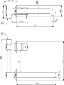 SILIA - Baterie Îngropată pentru Chiuvetă, Bronz Periat (BQS_C54L)
