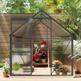 Outsunny Sera Walk-In Aluminiu &amp; Policarbonat – Ventilatie si Jgheab | Aosom Romania