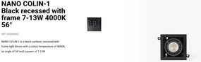 Spot LED incastrabil NANO COLIN-1 Black recessed with frame 7-13W 4000K 56°
