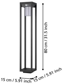 Lampă LED solară cu senzor Eglo 900805 MARTANO LED/3,7W/3,7V 2000 mAh IP44