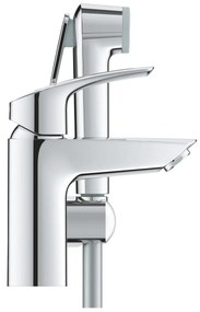 Set baterie lavoar Grohe Eurosmart S, 3/8'', monocomanda, set dus igienic, 1 jet, crom - 23124003