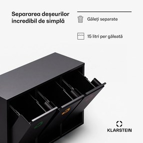 Klarstein Ordnungshüter 3 coșuri de gunoi 45 litri 3 recipiente reciclare montaj pe perete