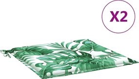 vidaXL Perne de scaun, model frunze, 2 buc., 50x50x4 cm, textil
