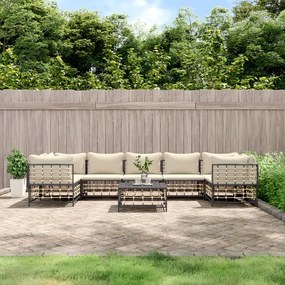 3186802 vidaXL Set mobilier de grădină cu perne, 8 piese, antracit, poliratan