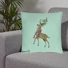 Perna Decorativa Renita cu Fular si Luminite, 40x40 cm, Verde Menta, Husa Detasabila, Perna Inclusa, BEKZ®