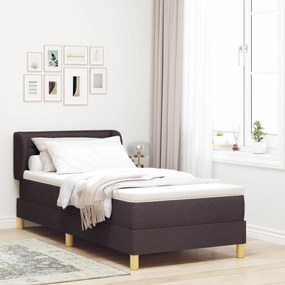 Pat cu arcuri box și saltea vidaXL Maro închis 100x200 cm din material textil