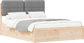 vidaXL Cadru de pat cu tăblie tapițată Gri deschis 150 x 200 cm