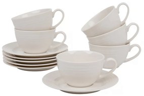 Set servire ceai sau cafea, 12 piese, 6 persoane, alb, Linea