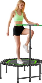 SPORTNOW Trambulină de Fitness 114x114x132 cm cu mâner reglabil în 3 nivele și cadru din oțel Verde și Negru | Aosom Romania