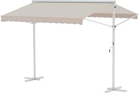 Outsunny Markiză de grădină de sine stătătoare cu braț pliat și manivelă, terasă, alb crem, 3x3 m | Aosom Romania