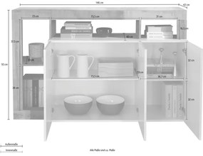 Comodă LENOR, alb/antracit